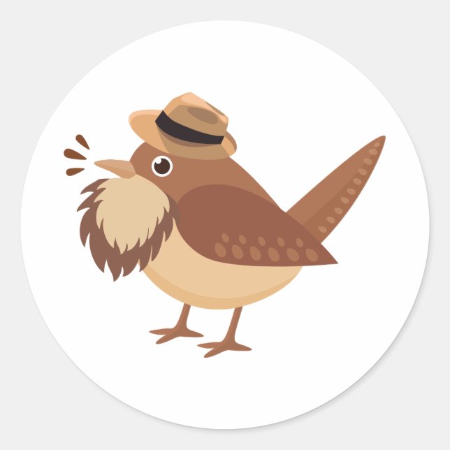 Ave de pájaro con Pegatina de barba marrón (Anverso)