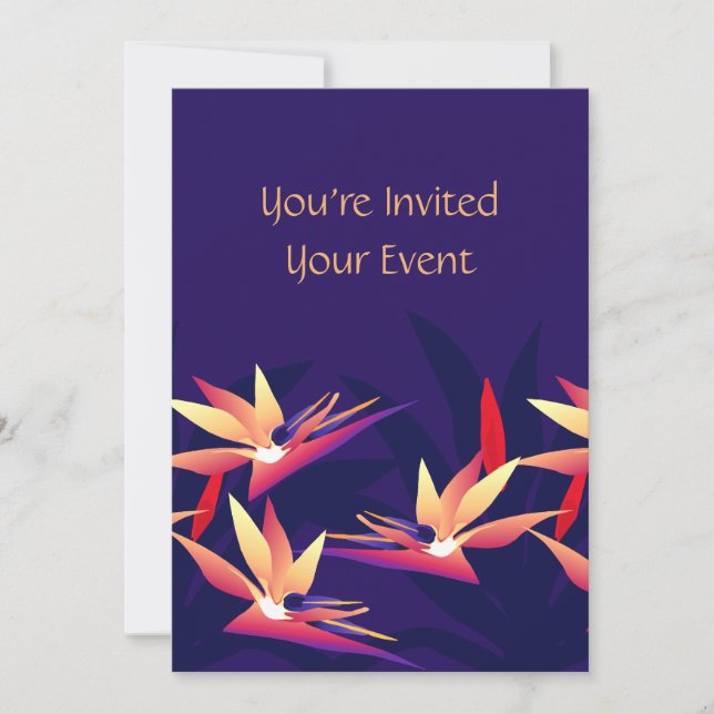 Ave de Paraíso de Invitación Floral Tropical (Anverso)