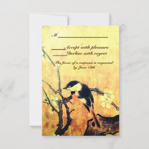 AVE DE PRIMAVERA,MONOGRAMA DE ÁRBOL DE FLORES RSVP