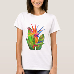 Ave de Strelitzia de la camiseta de la flor del pa