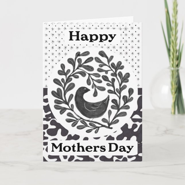 Ave Doodle de la tarjeta de Día de la Madre (Anverso)