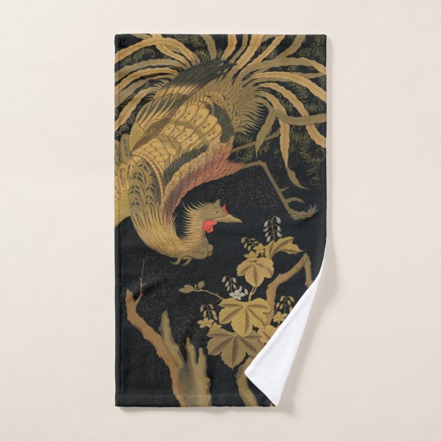 Ave dorado de gallo clásico japonés antiguo (Toalla de mano)