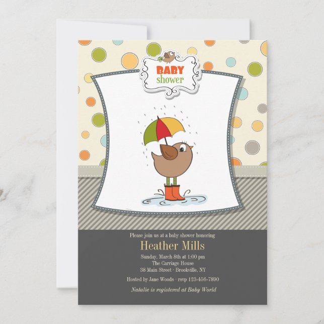 Ave en botes Invitación a la ducha (Anverso)