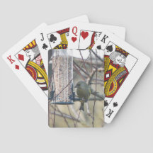 Ave en cartas de juego de alimentación en árboles