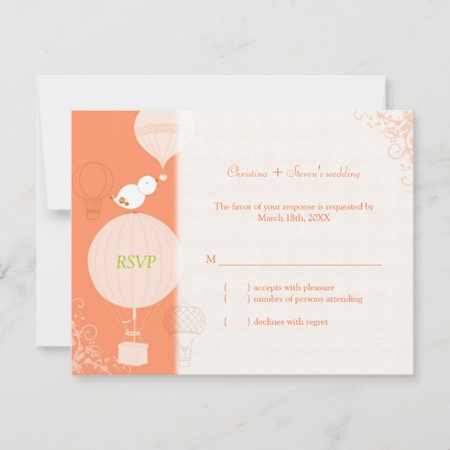 Ave en globos de aire caliente Boda RSVP (Anverso)