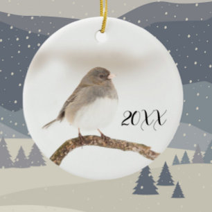 Ave en Navidades de Nieve 2023 Ornamento cerámico