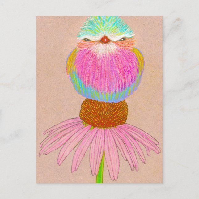 Ave en postal de flores (Anverso)