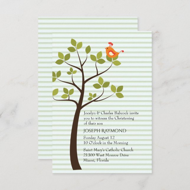 Ave en una invitación a cristalizar a un bebé árbo (Anverso / Reverso)