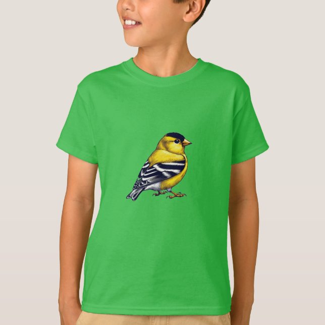 Ave Goldfinch Estadounidense Niños Camiseta Básica (Anverso)