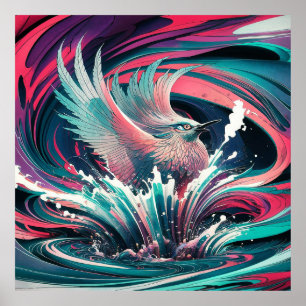 Ave inspirada en el arte japonés