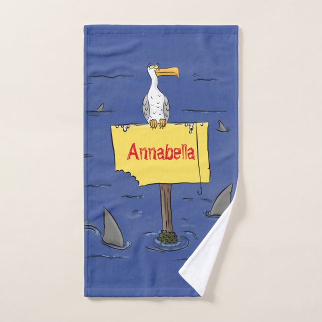 Ave marina divertida rodeada por un personalizado  (Toalla de mano)