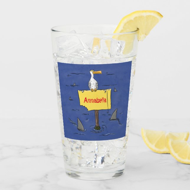 Ave marina divertida rodeada por un personalizado  (Reverso (hielo))