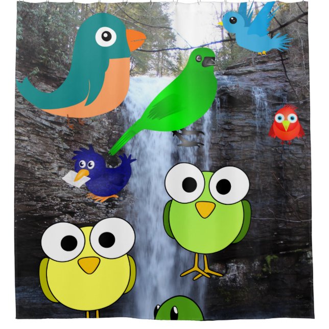 ave owls cascada cortina de ducha para niños (Anverso)
