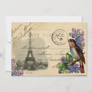 Ave postal de París sobre invitación a los Lilacs