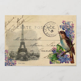 Ave postal de París sobre invitación a los Lilacs