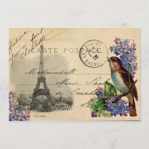 Ave postal de París sobre invitación a los Lilacs