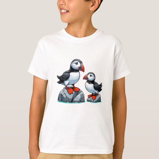 Ave Puffin niños camiseta básica (Anverso)