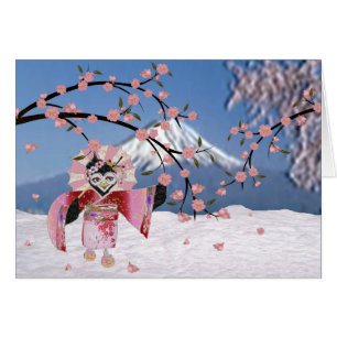 Ave Sakura Geisha en flores de cerezo de nieve