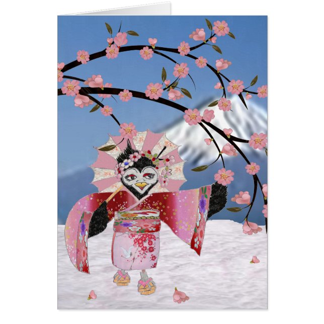 Ave Sakura Geisha en flores de cerezo de nieve (Frente)