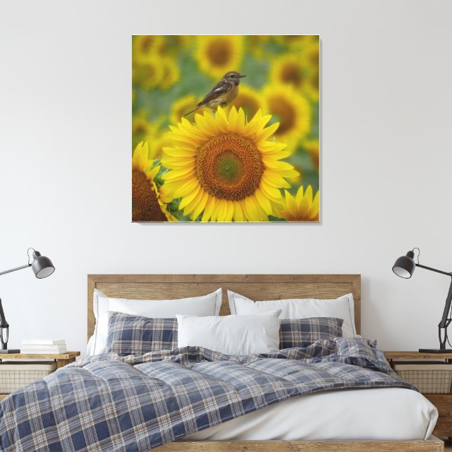 Ave sobre girasol - Impresión fotográfica de la na (Insitu(Dormitorio))