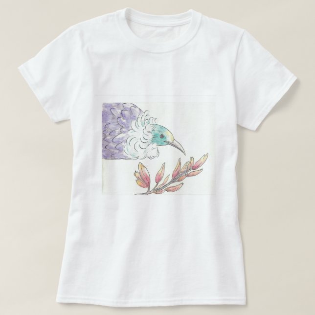 Ave tui de Nueva Zelanda y camiseta de Flax (Diseño del anverso)