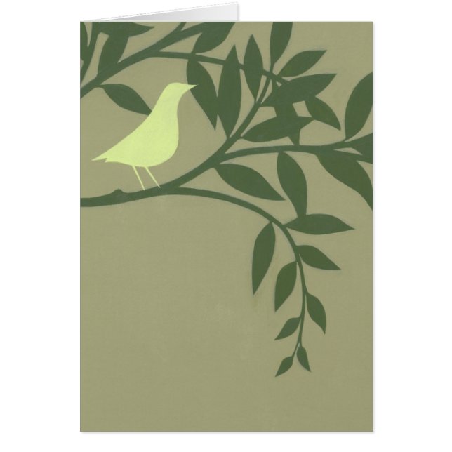 Ave verde encaramado en la rama verde (Frente)