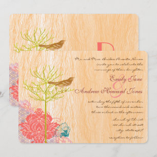 Ave virgen en la invitación a la boda de grano de 