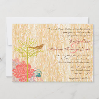 Ave virgen en la invitación a la boda de grano de 