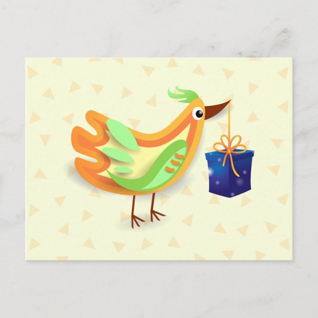 Ave y regalo, postal (Anverso)