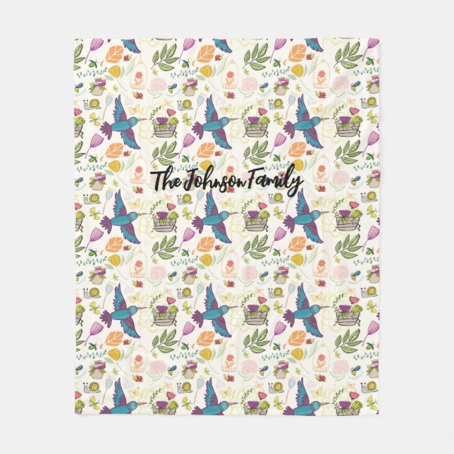 Ave y suculentos de regalo de manta personalizada (Anverso)