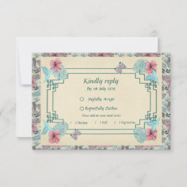 Ave zumbido e Hibiscus - Tarjeta RSVP de boda