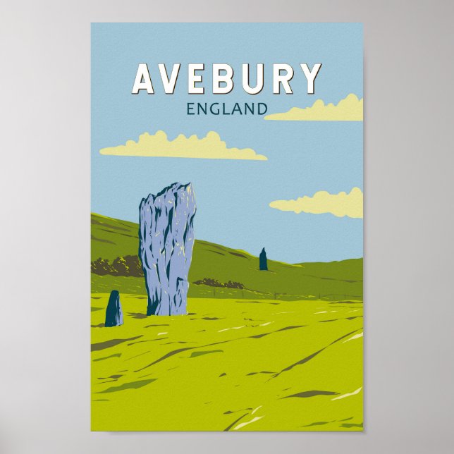 Avebury England Viajes de arte Vintage (Frente)