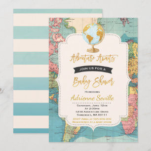 Aventura a la ducha de mapas de invitaciones de Ba