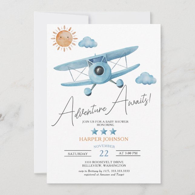 Aventura a la espera de la invitación Baby Shower  (Anverso)
