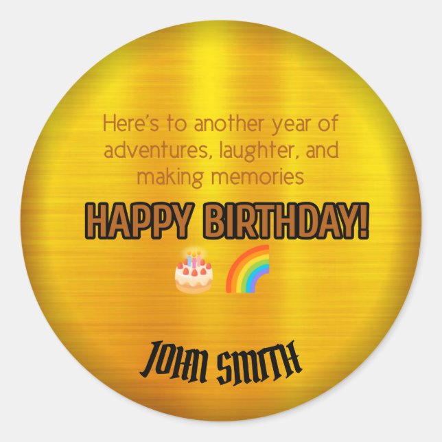 Aventura a la espera: feliz Pegatina de cumpleaños (Anverso)