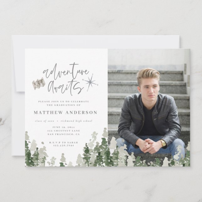 Aventura a la invitación de fotos de la graduación (Anverso)