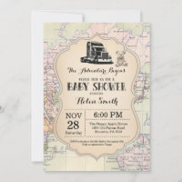 Aventura Baby Shower Invitación Map Mundo de Viaje