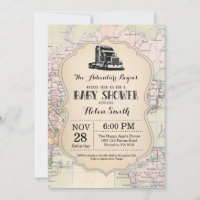 Aventura Baby Shower Invitación Map Mundo de Viaje