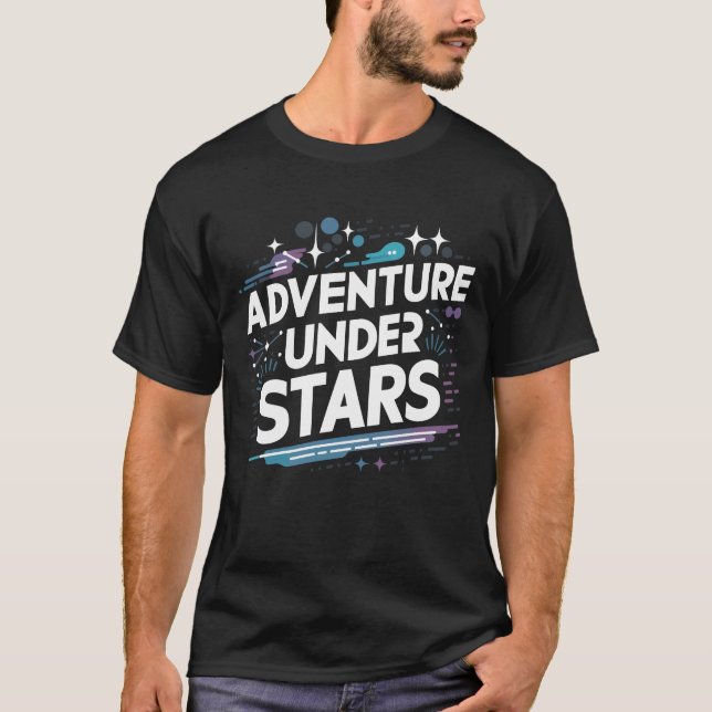 Aventura bajo diseño de estrellas en una camiseta  (Anverso)