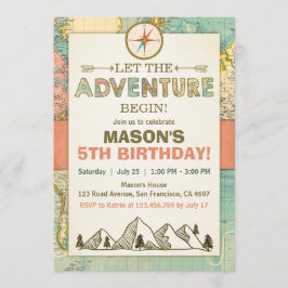 Aventura comienza invitación de cumpleaños Mapa de
