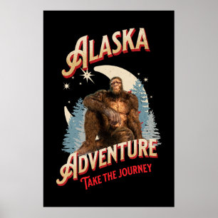 Aventura de Bigfoot de Alaska Arte de Retro Natura