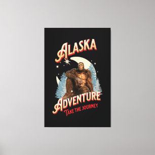 Aventura de Bigfoot de Alaska Arte de Retro Natura