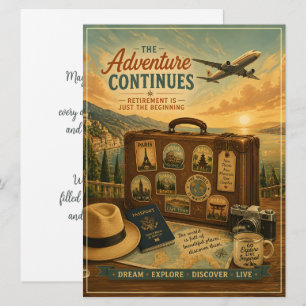 Aventura de jubilación con maleta de viaje vintage