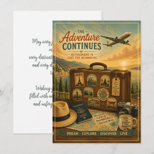 Aventura de jubilación con maleta de viaje vintage