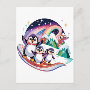 Aventura de pingüino de Navidad de invierno en mar
