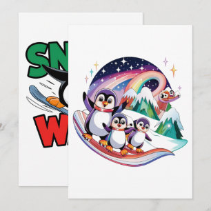 Aventura de pingüino de Navidad de invierno en mar