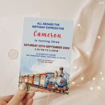 Aventura de tren de invitación de cumpleaños de tr