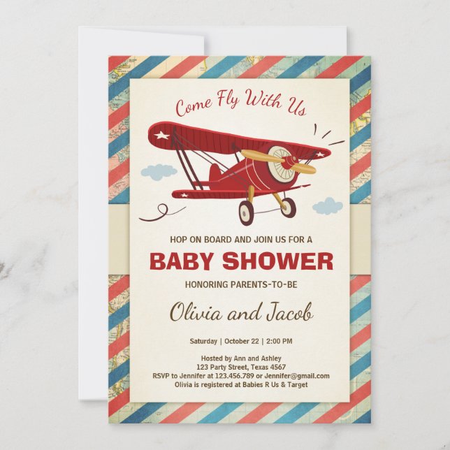 Aventura de viaje de la invitación Baby Shower a a (Anverso)