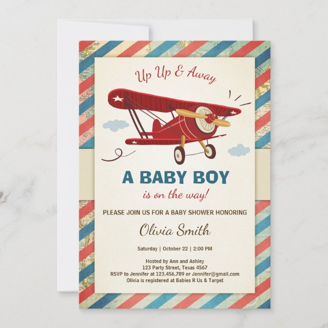 Aventura de viaje de la invitación Baby Shower a a (Anverso)