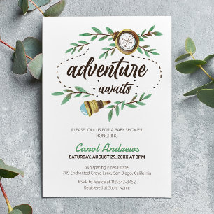 Aventura Espera Invitación de Baby Shower Acuarela